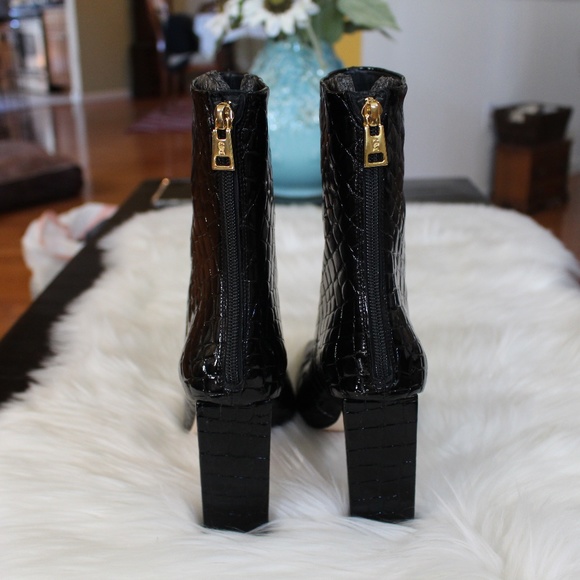 Good American, Square Toe Croc Embossed with Block Heel and back zipper boot - Picture 8 of 14